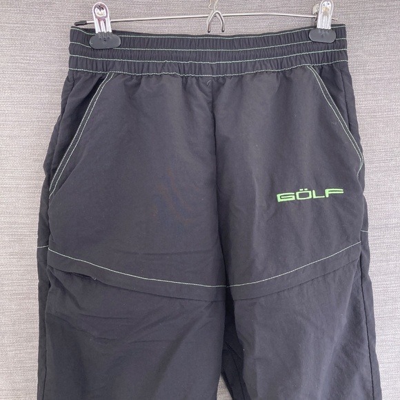 Golf Wang Bolt Nylon Pants Black Men’s XS Green Stitching - Picture 3 of 7
